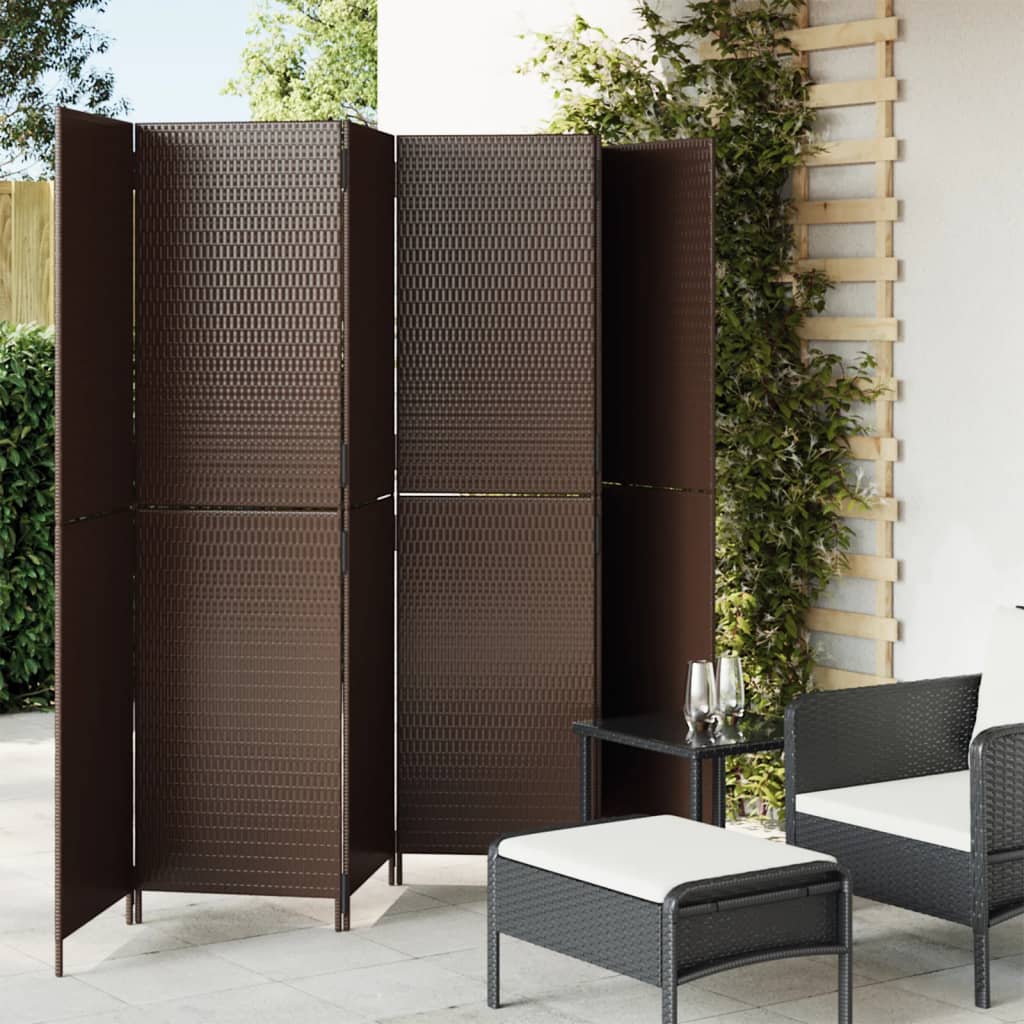 vidaXL Kamerscherm 3 panelen poly rattan zwart