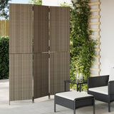 vidaXL Kamerscherm 3 panelen poly rattan zwart
