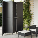 vidaXL Kamerscherm 3 panelen poly rattan zwart