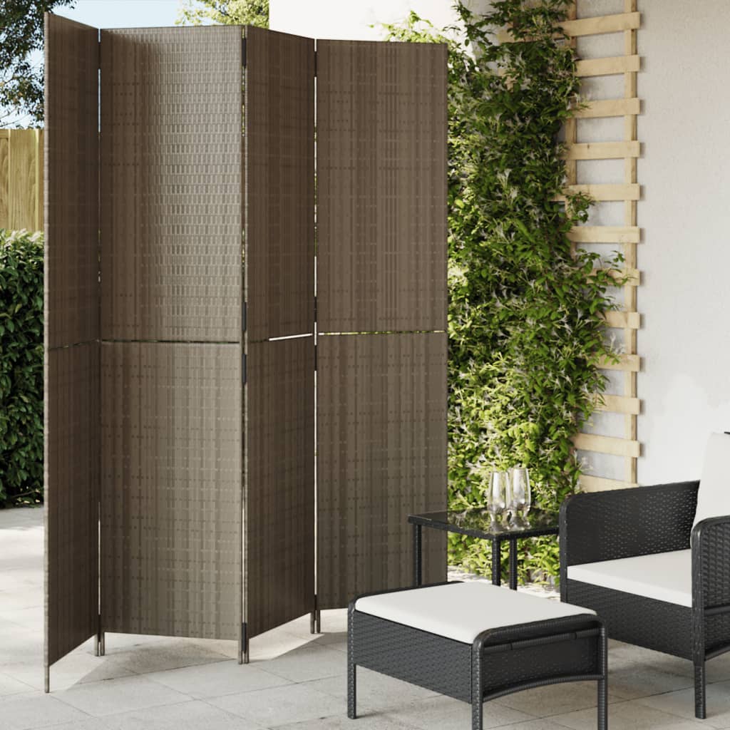vidaXL Kamerscherm 3 panelen poly rattan zwart