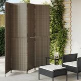 vidaXL Kamerscherm 3 panelen poly rattan zwart