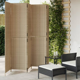 vidaXL Kamerscherm 3 panelen poly rattan zwart