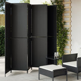 vidaXL Kamerscherm 3 panelen poly rattan zwart