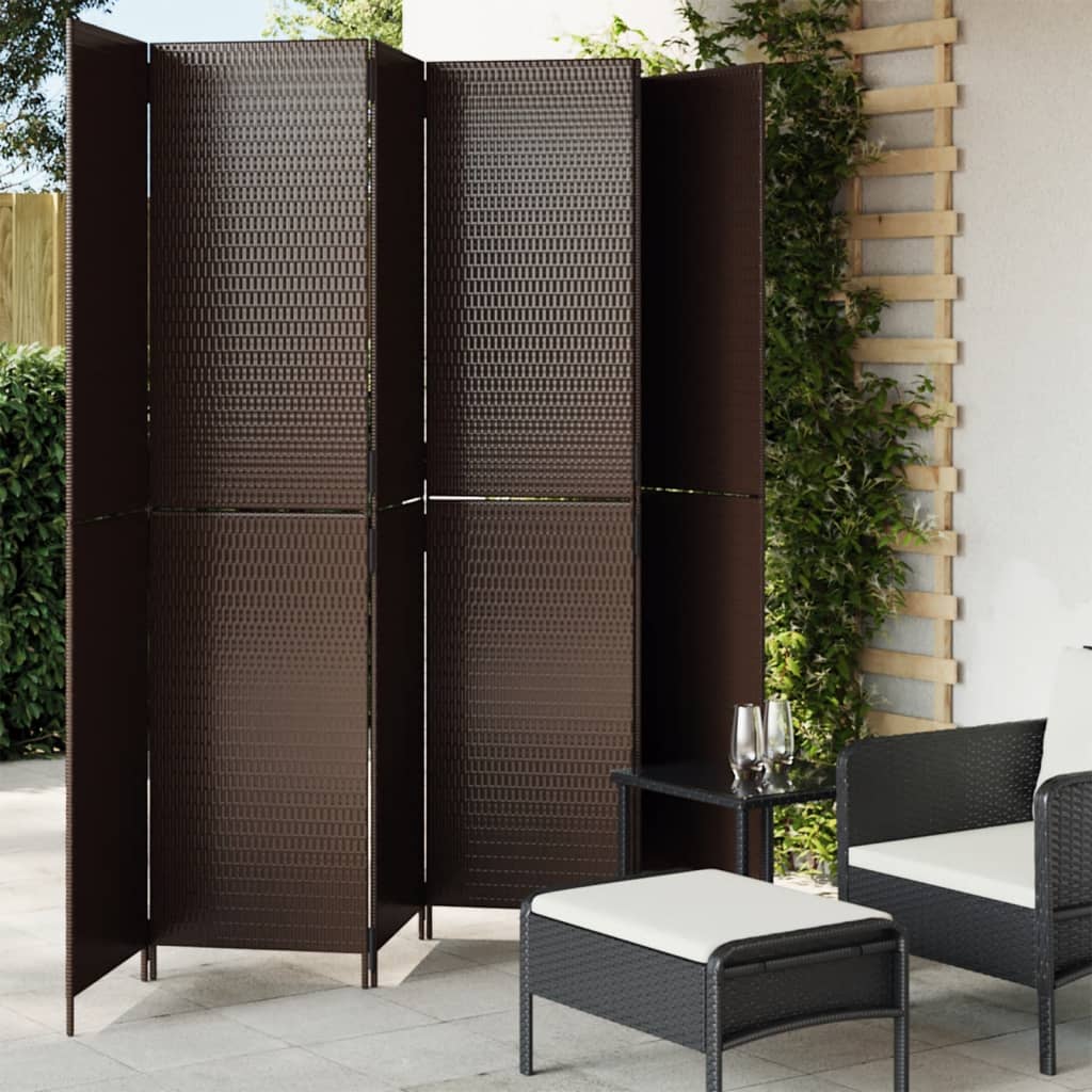 vidaXL Kamerscherm 3 panelen poly rattan zwart