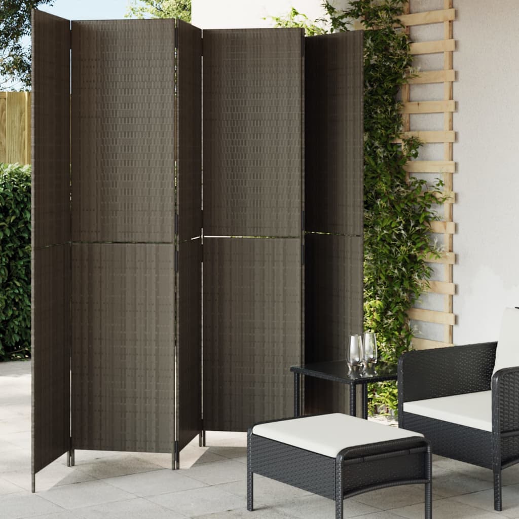 vidaXL Kamerscherm 3 panelen poly rattan zwart