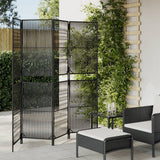 vidaXL Kamerscherm 3 panelen poly rattan zwart