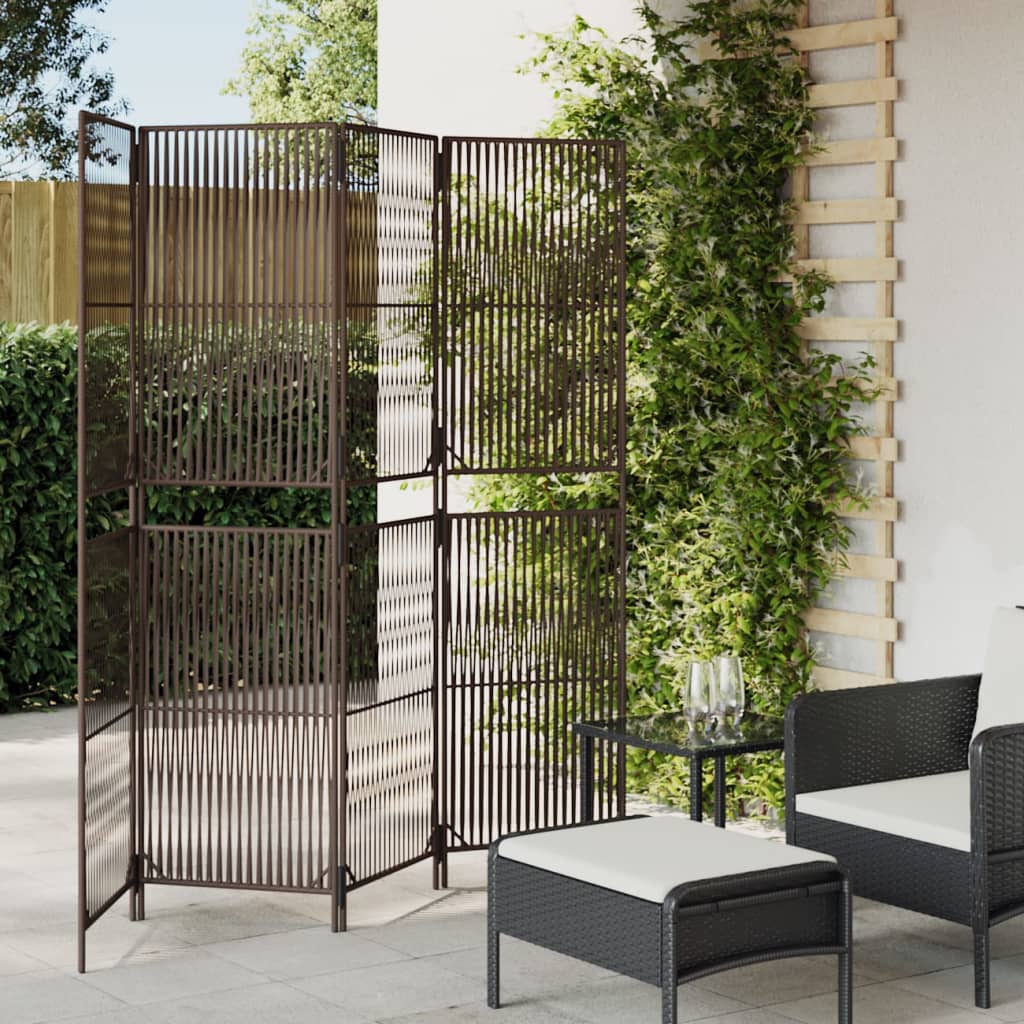 vidaXL Kamerscherm 3 panelen poly rattan zwart