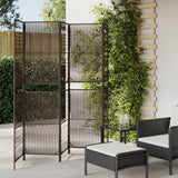 vidaXL Kamerscherm 3 panelen poly rattan zwart
