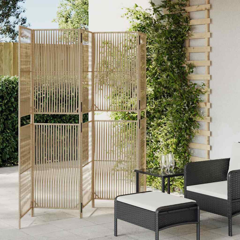 vidaXL Kamerscherm 3 panelen poly rattan zwart