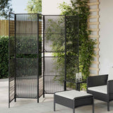 vidaXL Kamerscherm 3 panelen poly rattan zwart