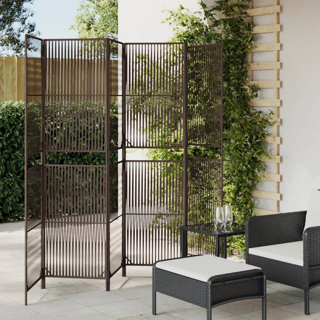 vidaXL Kamerscherm 3 panelen poly rattan zwart