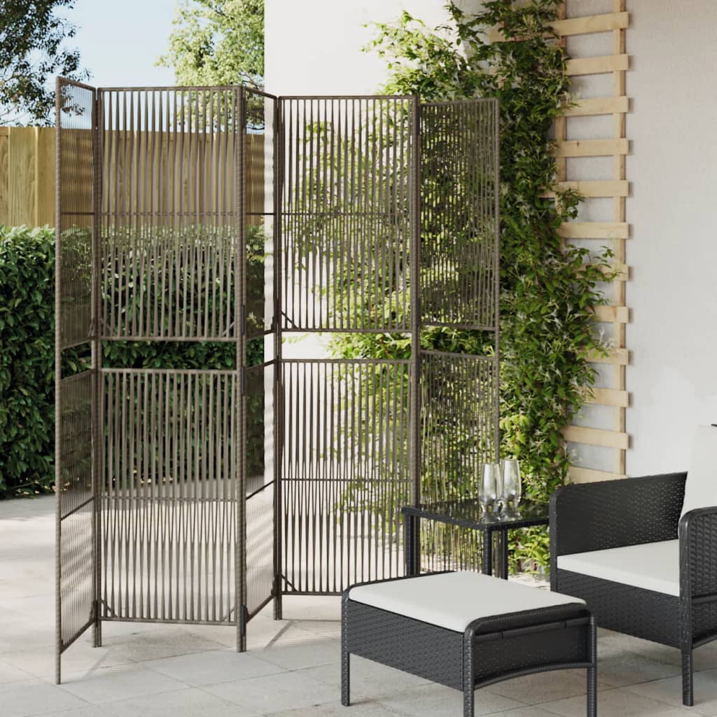 vidaXL Kamerscherm 3 panelen poly rattan zwart