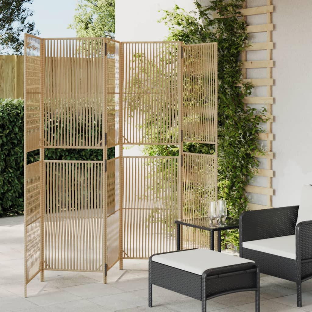 vidaXL Kamerscherm 3 panelen poly rattan zwart