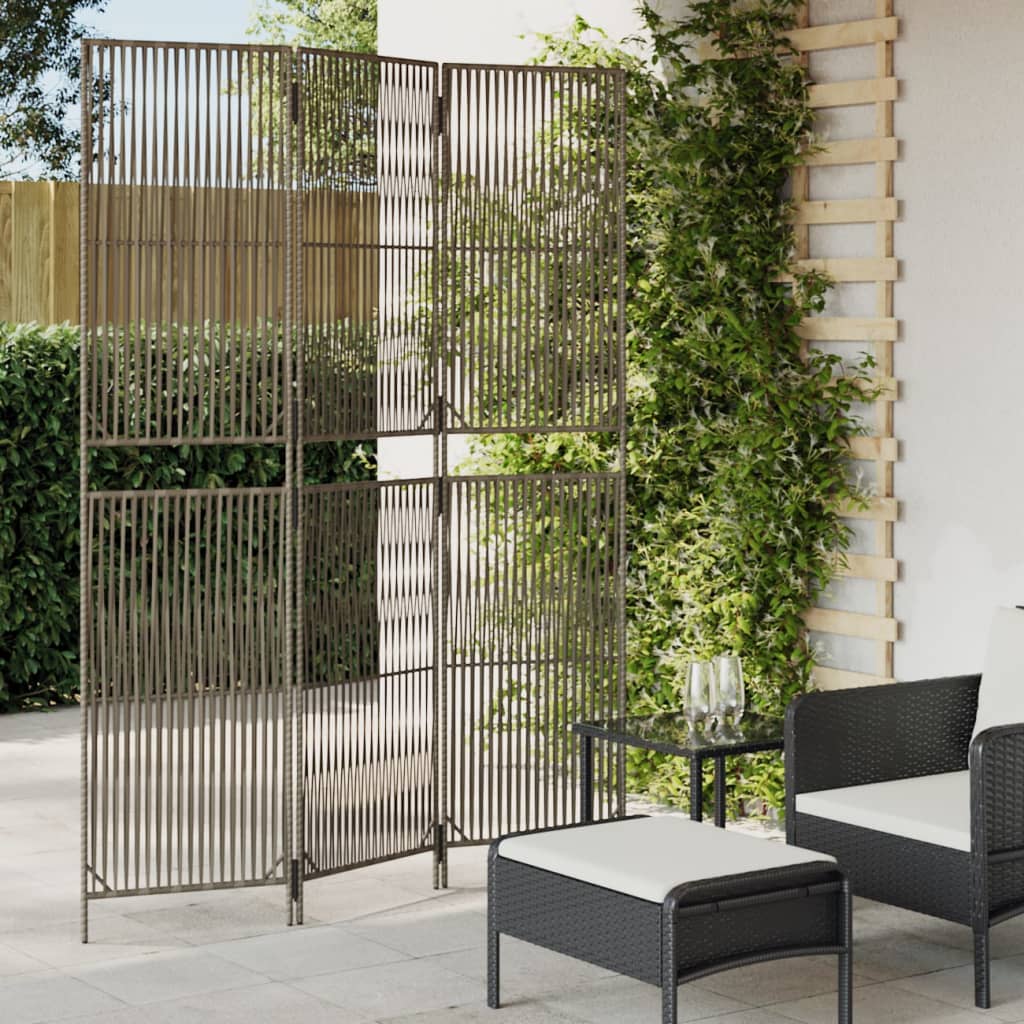 vidaXL Kamerscherm 3 panelen poly rattan zwart