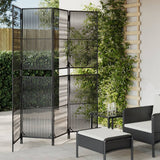 vidaXL Kamerscherm 3 panelen poly rattan zwart
