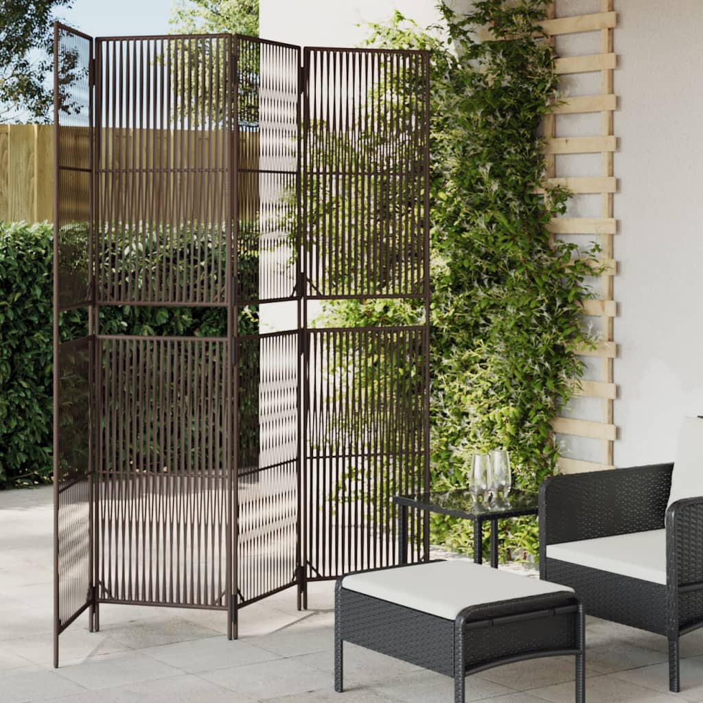 vidaXL Kamerscherm 3 panelen poly rattan zwart