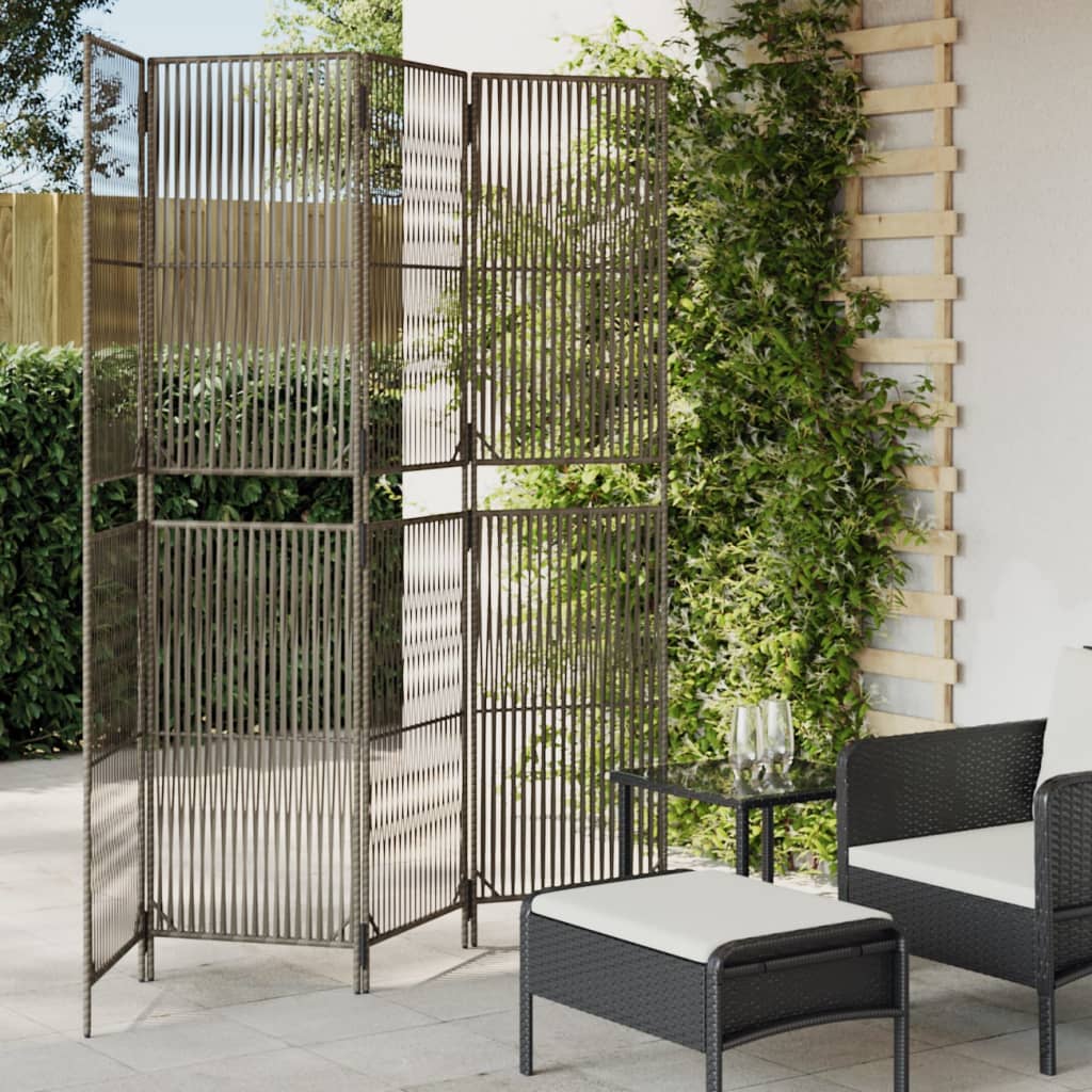 vidaXL Kamerscherm 3 panelen poly rattan zwart