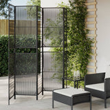 vidaXL Kamerscherm 3 panelen poly rattan zwart