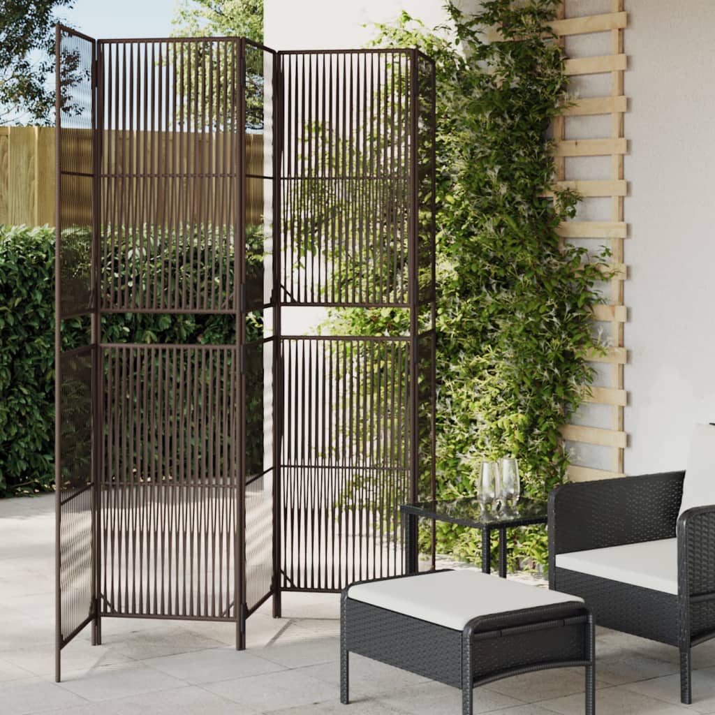 vidaXL Kamerscherm 3 panelen poly rattan zwart