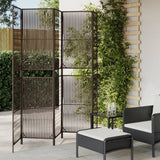 vidaXL Kamerscherm 3 panelen poly rattan zwart