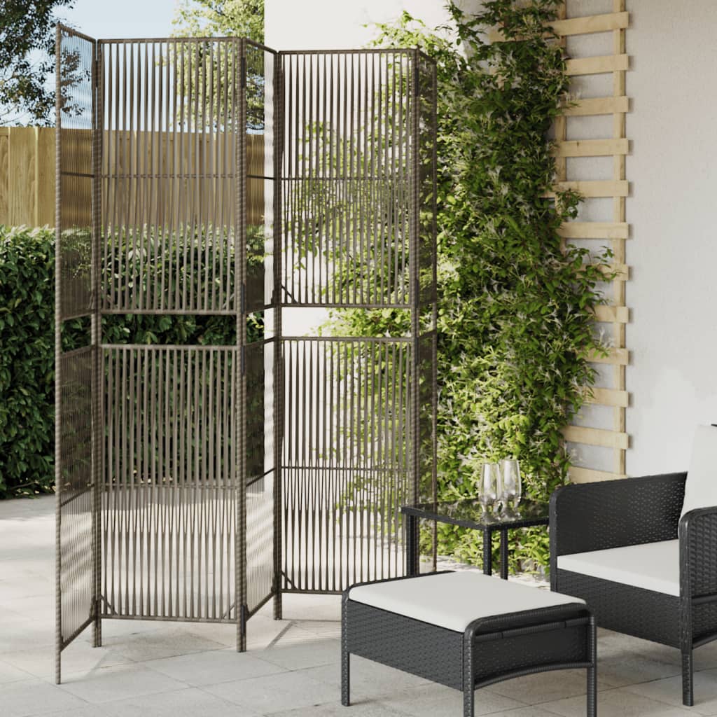 vidaXL Kamerscherm 3 panelen poly rattan zwart