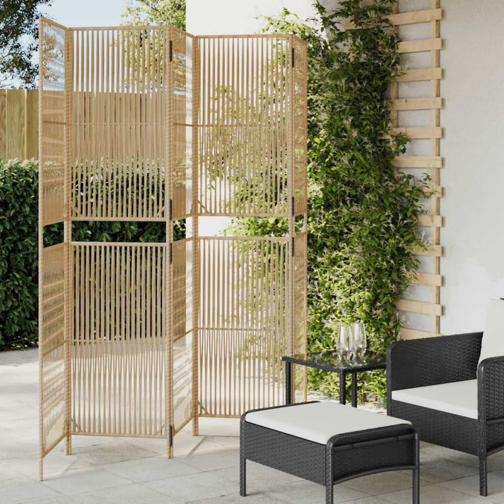 vidaXL Kamerscherm 3 panelen poly rattan zwart