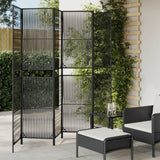 vidaXL Kamerscherm 3 panelen poly rattan zwart