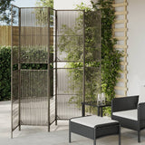 vidaXL Kamerscherm 3 panelen poly rattan zwart