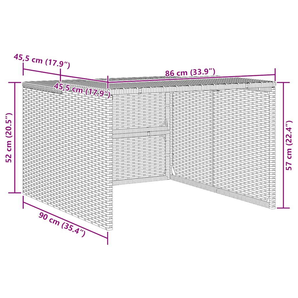 vidaXL Garage voor robotmaaier 86x90x52/57 cm poly rattan zwart