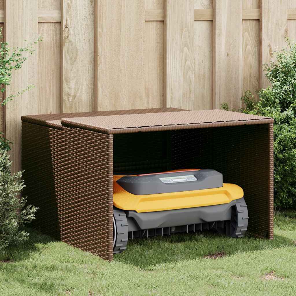 vidaXL Garage voor robotmaaier 86x90x52/57 cm poly rattan zwart