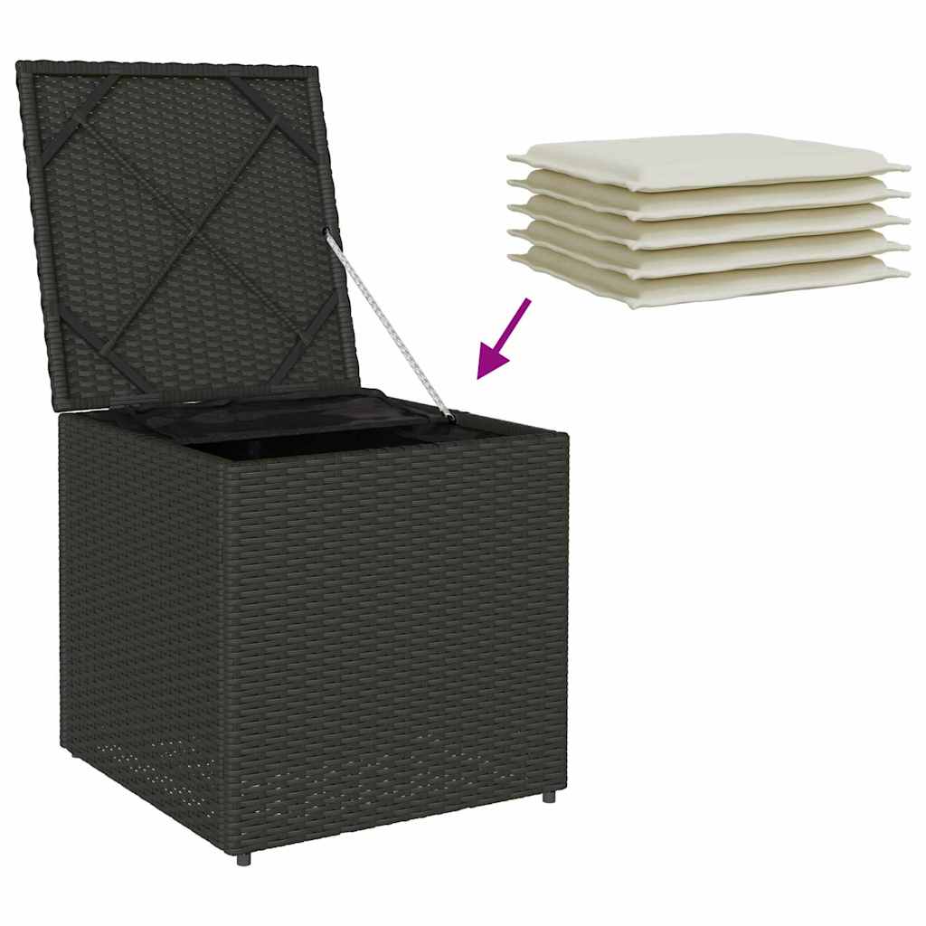 vidaXL Kussenbox met opslag Zwart 50 x 50 x 50 cm poly rattan