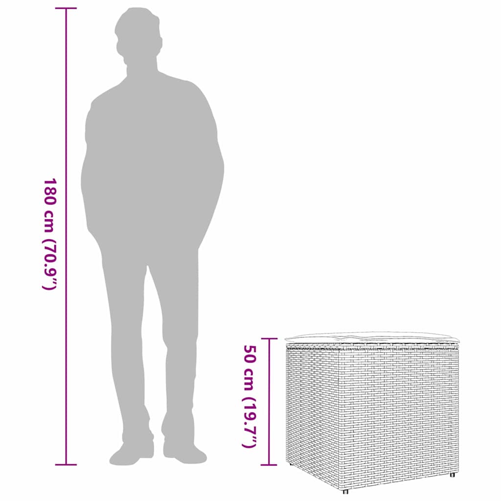 vidaXL Kussenbox met opslag Zwart 50 x 50 x 50 cm poly rattan