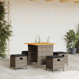 vidaXL 5-delige Tuinset met kussens poly rattan zwart