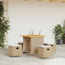 vidaXL 5-delige Tuinset met kussens poly rattan zwart