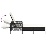 vidaXL Ligstoel Zwart en Crème Wit 55 x 200 x 92 cm poly rattan