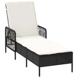 vidaXL Ligstoel Zwart en Crème Wit 55 x 200 x 92 cm poly rattan