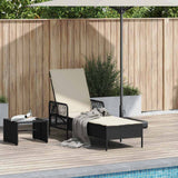 vidaXL Ligstoel Zwart en Crème Wit 55 x 200 x 92 cm poly rattan