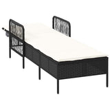 vidaXL Ligstoel Zwart en Crème Wit 55 x 200 x 92 cm poly rattan