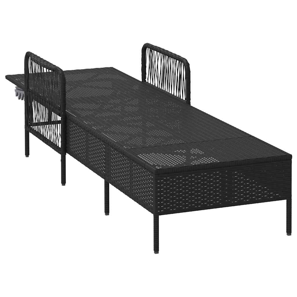 vidaXL Ligstoel Zwart en Crème Wit 55 x 200 x 92 cm poly rattan