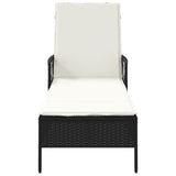 vidaXL Ligstoel Zwart en Crème Wit 55 x 200 x 92 cm poly rattan