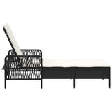 vidaXL Ligstoel Zwart en Crème Wit 55 x 200 x 92 cm poly rattan