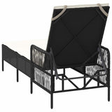 vidaXL Ligstoel Zwart en Crème Wit 55 x 200 x 92 cm poly rattan