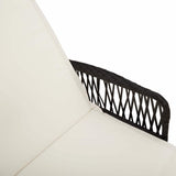 vidaXL Ligstoel Zwart en Crème Wit 55 x 200 x 92 cm poly rattan