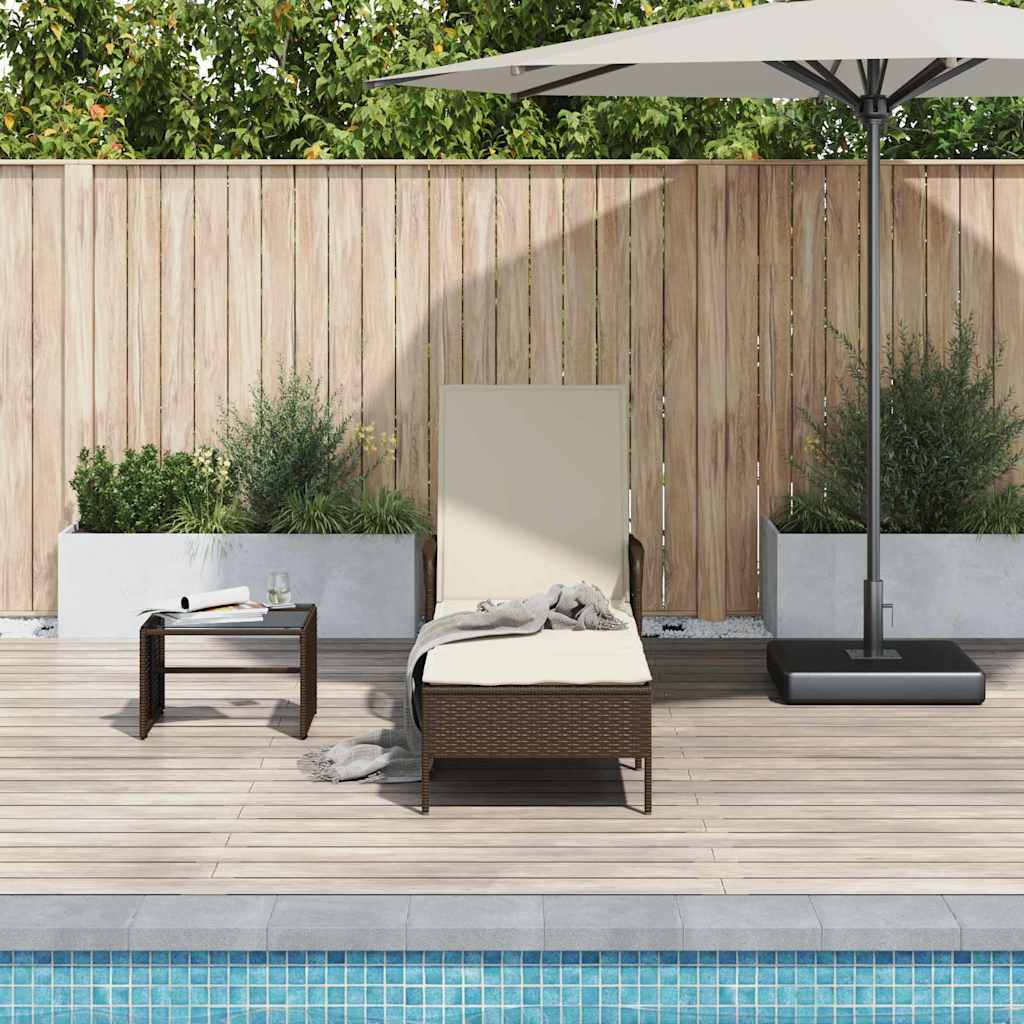 vidaXL Ligstoel Zwart en Crème Wit 55 x 200 x 92 cm poly rattan