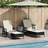 vidaXL Ligstoel Zwart en Crème Wit 55 x 200 x 92 cm poly rattan