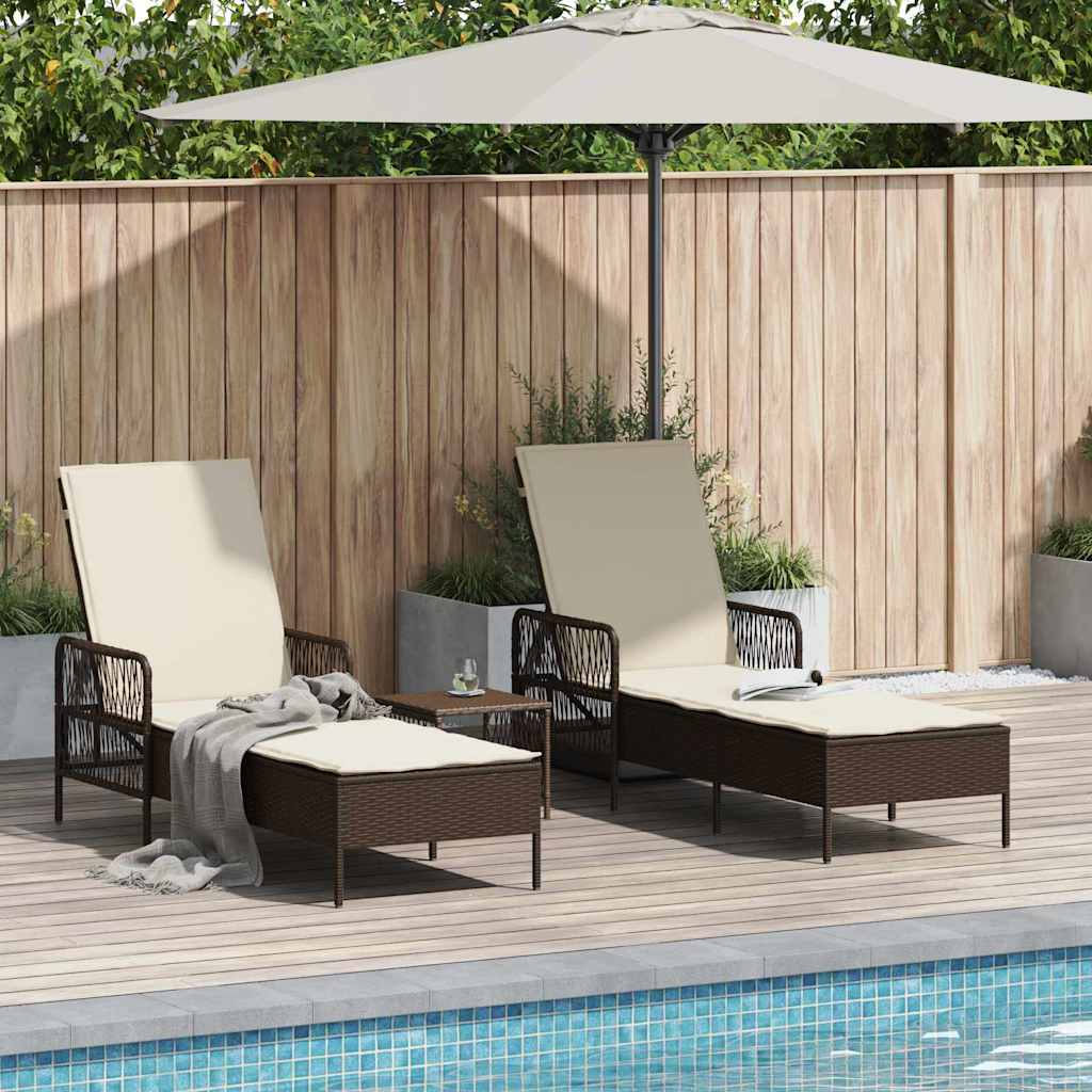 vidaXL Ligstoel Zwart en Crème Wit 55 x 200 x 92 cm poly rattan