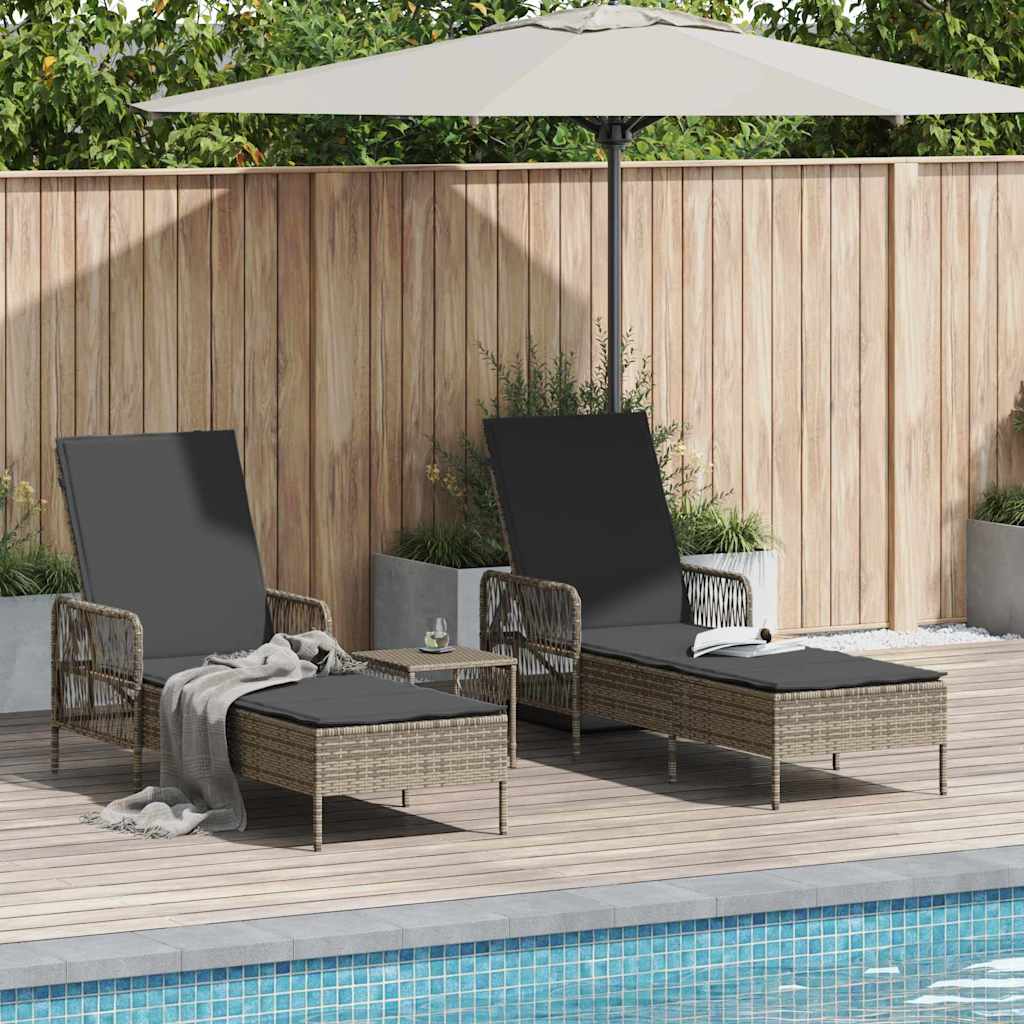 vidaXL Ligstoel Zwart en Crème Wit 55 x 200 x 92 cm poly rattan