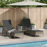 vidaXL Ligstoel Zwart en Crème Wit 55 x 200 x 92 cm poly rattan