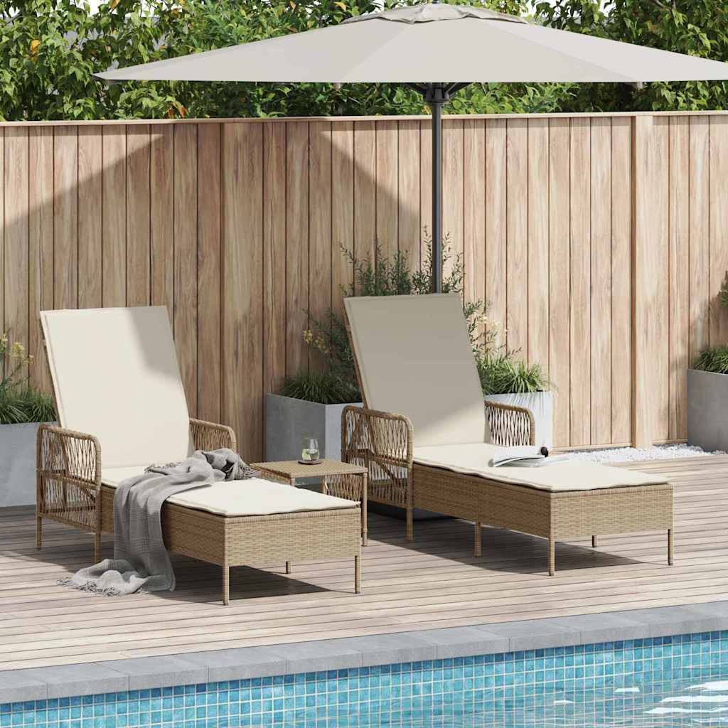 vidaXL Ligstoel Zwart en Crème Wit 55 x 200 x 92 cm poly rattan