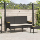 vidaXL Tuinbank 3-zits met kussens poly rattan zwart